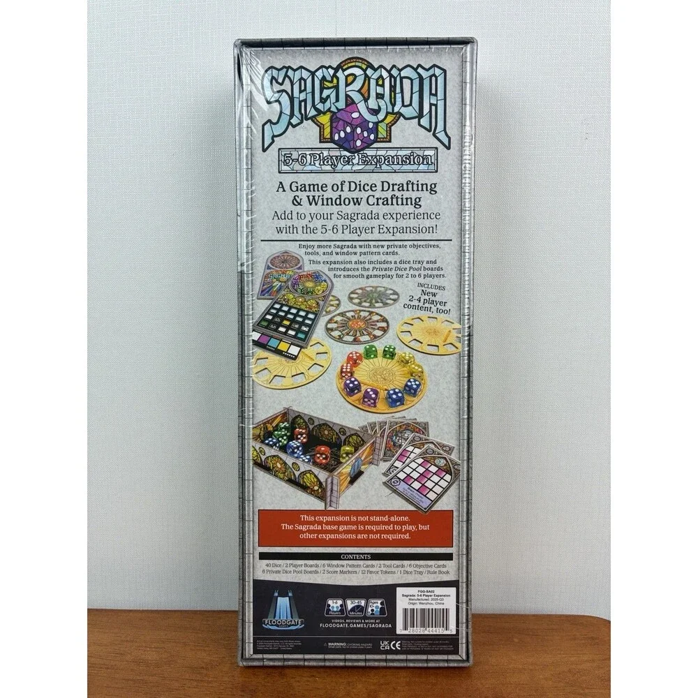 Sagrada 5-6 Player Expansion Set By Floodgate Games New Factory Sealed